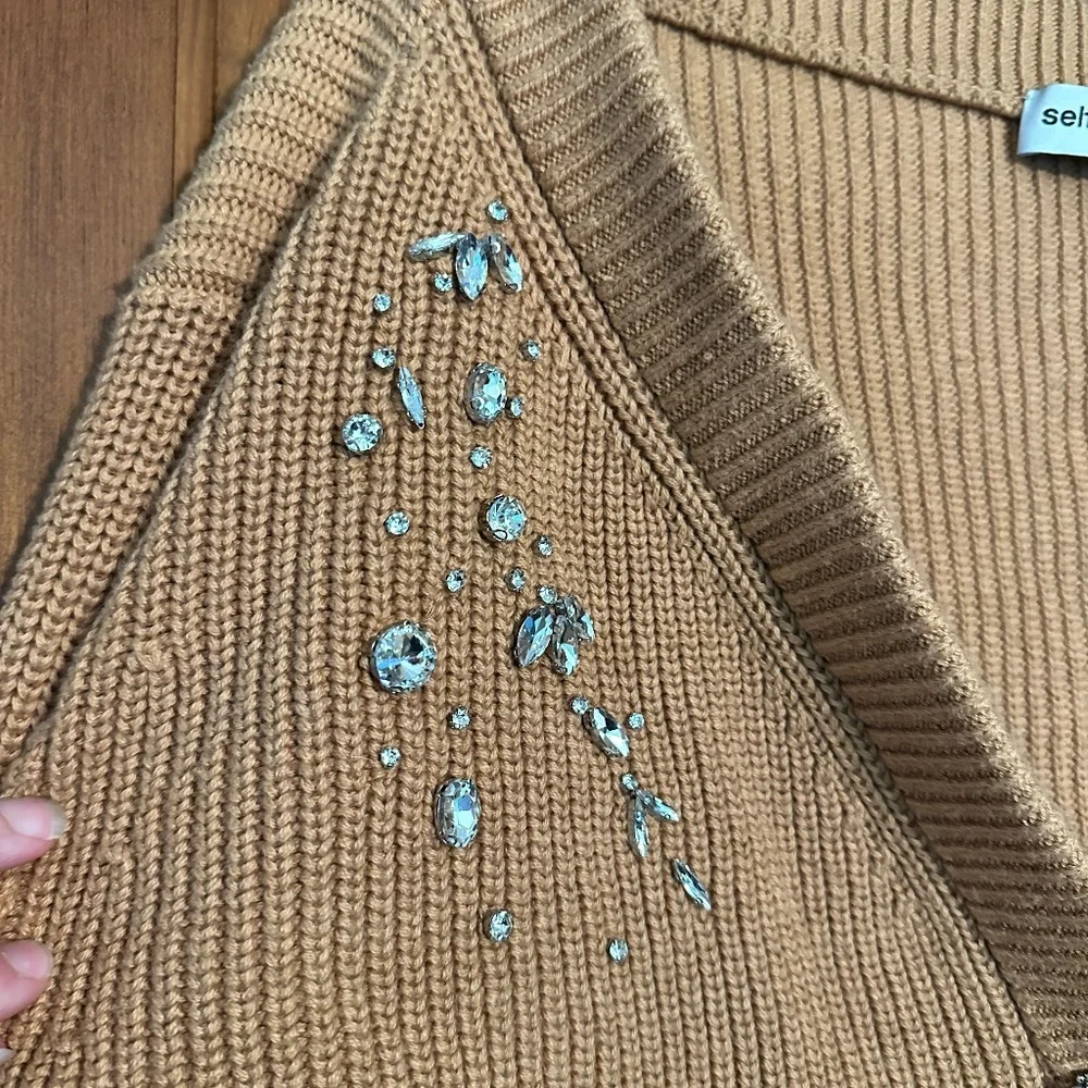 Self-Portrait Diamante Embellished Rib Knit Cardigan XL - Picture 9 of 14